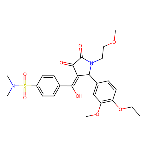 4-(2-(4-ethoxy-3-methoxyphenyl)-4-hydroxy-1-(2-methoxyethyl)-5-oxo-2,5-dihydro-1H-pyrrole-3-carbonyl)-N,N-dimethylbenzenesulfonamide structure