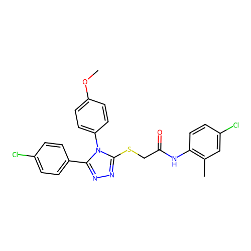 N-(4-chloro-2-methylphenyl)-2-{[5-(4-chlorophenyl)-4-(4-methoxyphenyl)-4H-1,2,4-triazol-3-yl]sulfanyl}acetamide structure