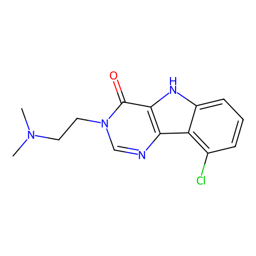 9-chloro-3-[2-(dimethylamino)ethyl]-3,5-dihydro-4H-pyrimido[5,4-b]indol-4-one structure