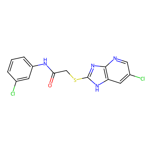 2-[(6-chloro-3H-imidazo[4,5-b]pyridin-2-yl)sulfanyl]-N-(3-chlorophenyl)acetamide structure