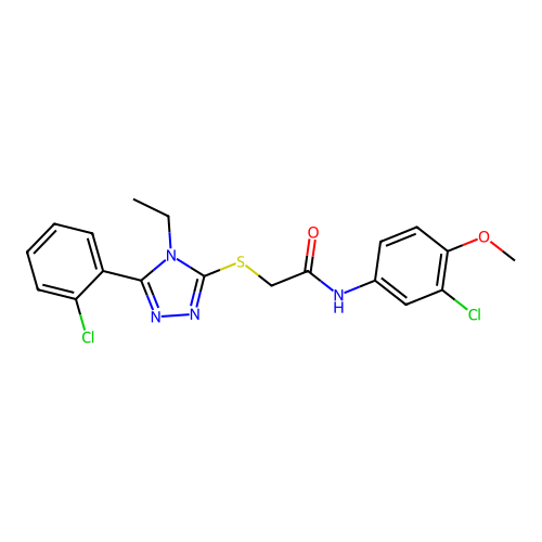 N-(3-chloro-4-methoxyphenyl)-2-{[5-(2-chlorophenyl)-4-ethyl-4H-1,2,4-triazol-3-yl]sulfanyl}acetamide structure