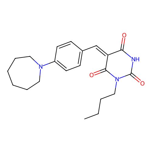5-(4-(azepan-1-yl)benzylidene)-1-butylpyrimidine-2,4,6(1H,3H,5H)-trione structure