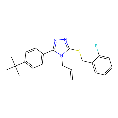 3-(4-tert-butylphenyl)-5-[(2-fluorophenyl)methylsulfanyl]-4-prop-2-enyl-1,2,4-triazole structure