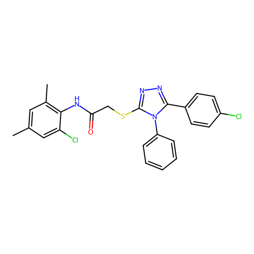 N-(2-chloro-4,6-dimethylphenyl)-2-{[5-(4-chlorophenyl)-4-phenyl-4H-1,2,4-triazol-3-yl]sulfanyl}acetamide structure