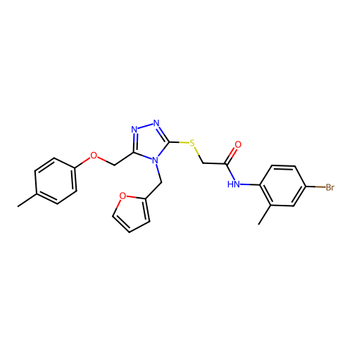 N-(4-bromo-2-methylphenyl)-2-((4-(furan-2-ylmethyl)-5-((p-tolyloxy)methyl)-4H-1,2,4-triazol-3-yl)thio)acetamide structure