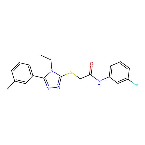 2-{[4-ethyl-5-(3-methylphenyl)-4H-1,2,4-triazol-3-yl]sulfanyl}-N-(3-fluorophenyl)acetamide structure