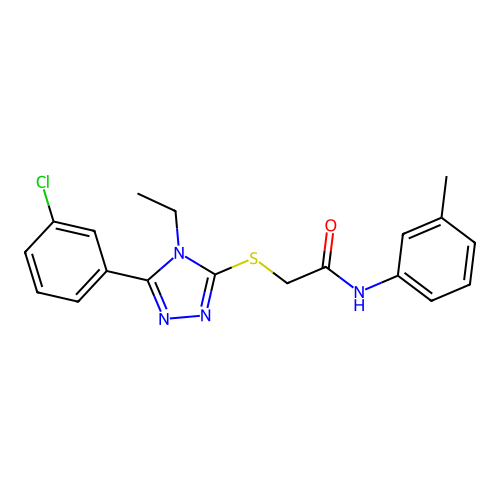 2-{[5-(3-chlorophenyl)-4-ethyl-4H-1,2,4-triazol-3-yl]sulfanyl}-N-(3-methylphenyl)acetamide structure