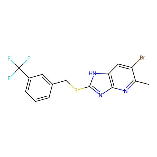 6-bromo-5-methyl-2-((3-(trifluoromethyl)benzyl)thio)-3H-imidazo[4,5-b]pyridine structure