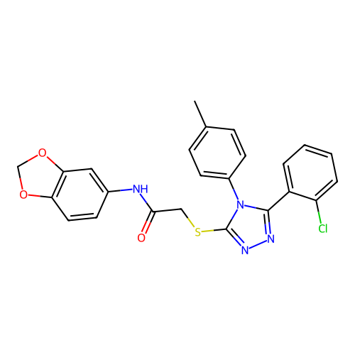 N-(1,3-benzodioxol-5-yl)-2-[[5-(2-chlorophenyl)-4-(4-methylphenyl)-1,2,4-triazol-3-yl]sulfanyl]acetamide structure