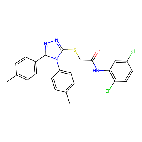 2-[[4,5-bis(4-methylphenyl)-1,2,4-triazol-3-yl]sulfanyl]-N-(2,5-dichlorophenyl)acetamide structure