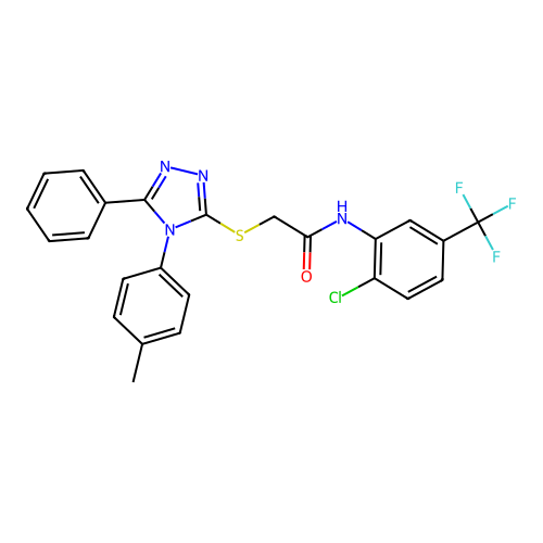 N-[2-chloro-5-(trifluoromethyl)phenyl]-2-{[4-(4-methylphenyl)-5-phenyl-4H-1,2,4-triazol-3-yl]sulfanyl}acetamide structure