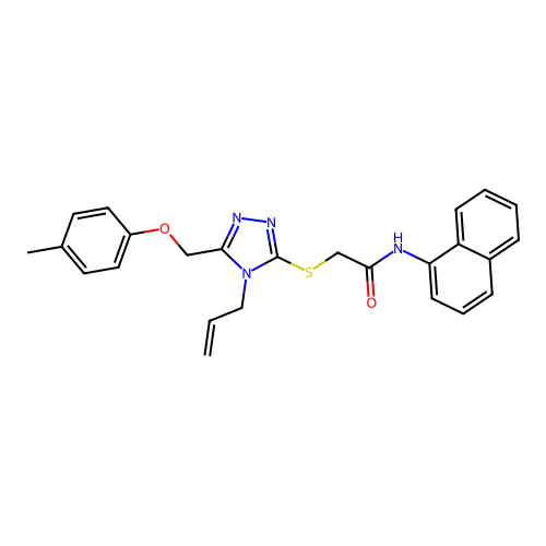 2-((4-allyl-5-((p-tolyloxy)methyl)-4H-1,2,4-triazol-3-yl)thio)-N-(naphthalen-1-yl)acetamide structure