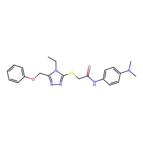 N-[4-(dimethylamino)phenyl]-2-{[4-ethyl-5-(phenoxymethyl)-4H-1,2,4-triazol-3-yl]sulfanyl}acetamide structure