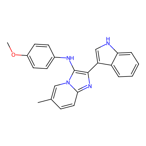 2-(1H-indol-3-yl)-N-(4-methoxyphenyl)-6-methylimidazo[1,2-a]pyridin-3-amine structure