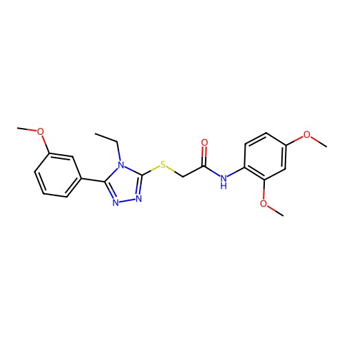 N-(2,4-dimethoxyphenyl)-2-[[4-ethyl-5-(3-methoxyphenyl)-1,2,4-triazol-3-yl]sulfanyl]acetamide structure