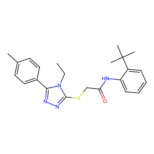N-(2-(tert-butyl)phenyl)-2-((4-ethyl-5-(p-tolyl)-4H-1,2,4-triazol-3-yl)thio)acetamide structure