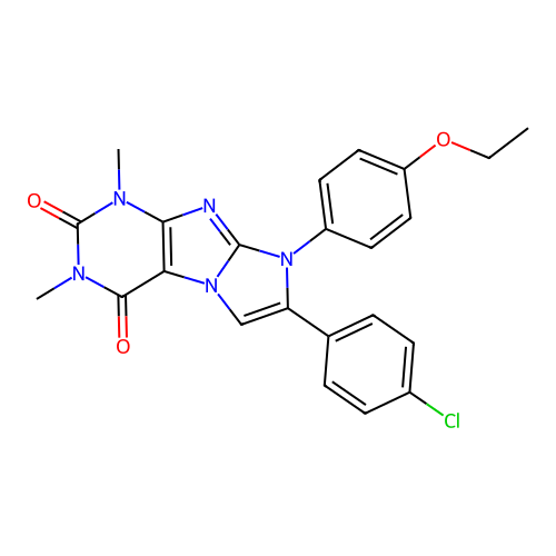 7-(4-chlorophenyl)-8-(4-ethoxyphenyl)-1,3-dimethyl-1H-imidazo[2,1-f]purine-2,4(3H,8H)-dione structure