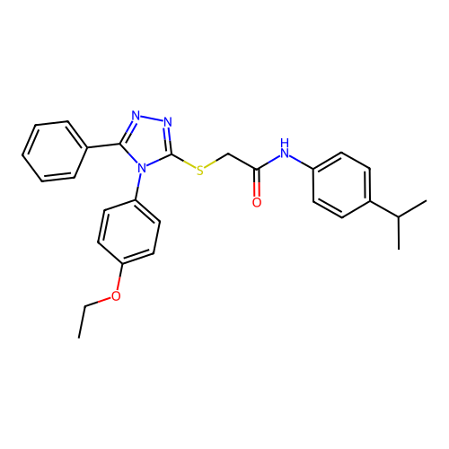 2-[[4-(4-ethoxyphenyl)-5-phenyl-1,2,4-triazol-3-yl]sulfanyl]-N-(4-propan-2-ylphenyl)acetamide structure