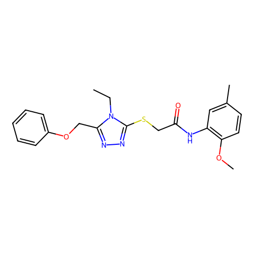 2-{[4-ethyl-5-(phenoxymethyl)-4H-1,2,4-triazol-3-yl]sulfanyl}-N-(2-methoxy-5-methylphenyl)acetamide structure