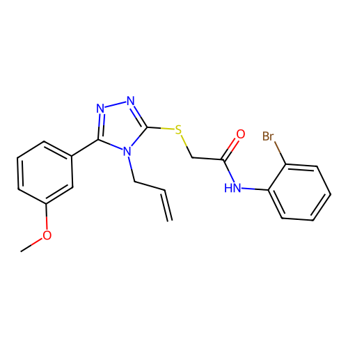 N-(2-bromophenyl)-2-[[5-(3-methoxyphenyl)-4-prop-2-enyl-1,2,4-triazol-3-yl]sulfanyl]acetamide structure