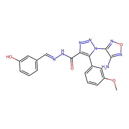 (E)-1-(4-amino-1,2,5-oxadiazol-3-yl)-N'-(3-hydroxybenzylidene)-5-(3-methoxyphenyl)-1H-1,2,3-triazole-4-carbohydrazide structure