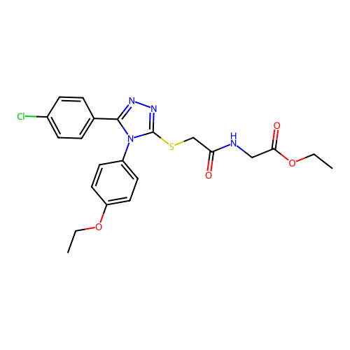 ethyl 2-(2-((5-(4-chlorophenyl)-4-(4-ethoxyphenyl)-4H-1,2,4-triazol-3-yl)thio)acetamido)acetate structure