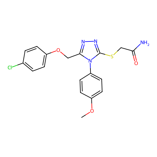 2-((5-((4-chlorophenoxy)methyl)-4-(4-methoxyphenyl)-4H-1,2,4-triazol-3-yl)thio)acetamide structure