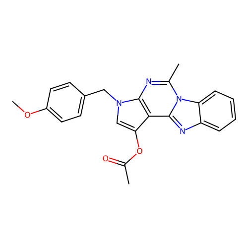 3-(4-methoxybenzyl)-5-methyl-3H-pyrrolo[2',3':4,5]pyrimido[1,6-a]benzimidazol-1-yl acetate structure