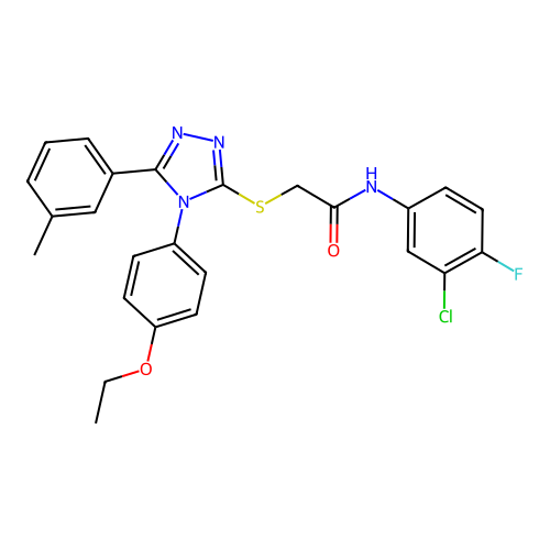 N-(3-chloro-4-fluorophenyl)-2-{[4-(4-ethoxyphenyl)-5-(3-methylphenyl)-4H-1,2,4-triazol-3-yl]sulfanyl}acetamide structure