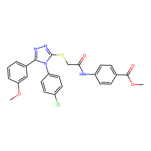 methyl 4-(2-((4-(4-chlorophenyl)-5-(3-methoxyphenyl)-4H-1,2,4-triazol-3-yl)thio)acetamido)benzoate structure
