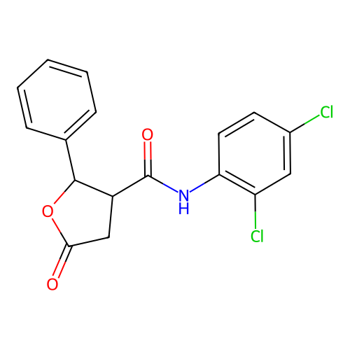N-(2,4-dichlorophenyl)-5-oxo-2-phenyloxolane-3-carboxamide structure