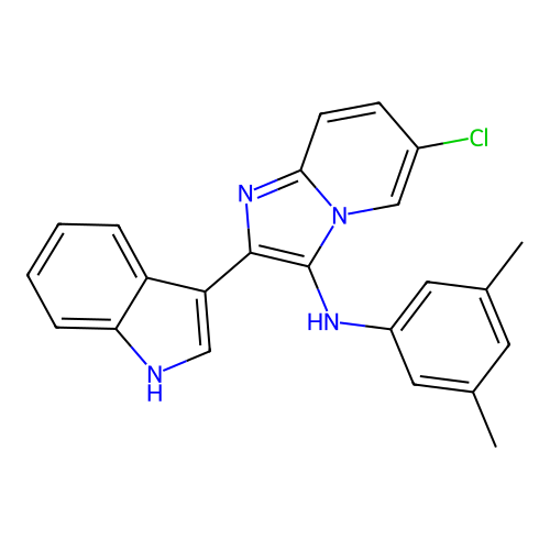 6-chloro-N-(3,5-dimethylphenyl)-2-(1H-indol-3-yl)imidazo[1,2-a]pyridin-3-amine structure