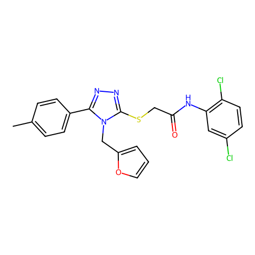 N-(2,5-dichlorophenyl)-2-{[4-(furan-2-ylmethyl)-5-(4-methylphenyl)-4H-1,2,4-triazol-3-yl]sulfanyl}acetamide structure