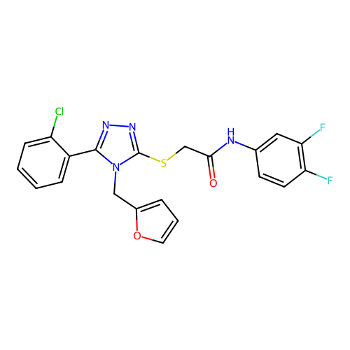 2-((5-(2-chlorophenyl)-4-(furan-2-ylmethyl)-4H-1,2,4-triazol-3-yl)thio)-N-(3,4-difluorophenyl)acetamide structure