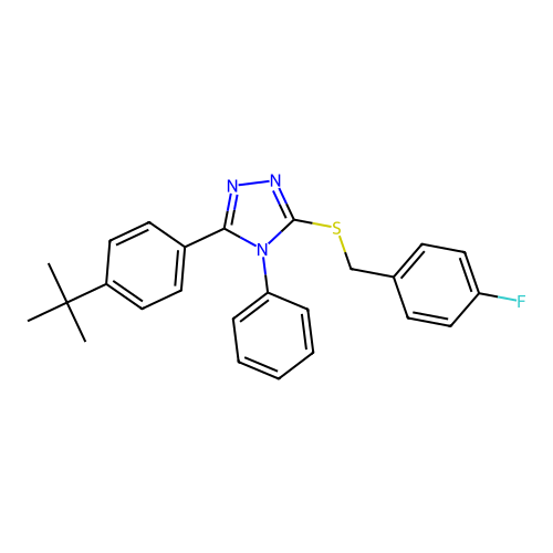 3-(4-tert-butylphenyl)-5-[(4-fluorobenzyl)sulfanyl]-4-phenyl-4H-1,2,4-triazole structure
