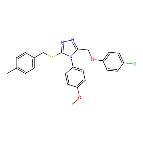 3-[(4-chlorophenoxy)methyl]-4-(4-methoxyphenyl)-5-[(4-methylphenyl)methylsulfanyl]-1,2,4-triazole structure