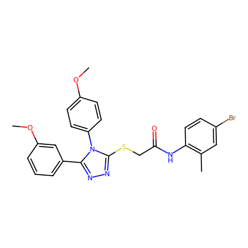 N-(4-bromo-2-methylphenyl)-2-{[5-(3-methoxyphenyl)-4-(4-methoxyphenyl)-4H-1,2,4-triazol-3-yl]sulfanyl}acetamide structure