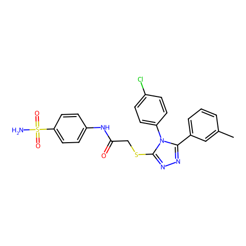 2-{[4-(4-chlorophenyl)-5-(3-methylphenyl)-4H-1,2,4-triazol-3-yl]sulfanyl}-N-(4-sulfamoylphenyl)acetamide structure
