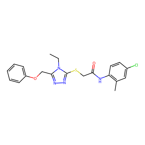 N-(4-chloro-2-methylphenyl)-2-{[4-ethyl-5-(phenoxymethyl)-4H-1,2,4-triazol-3-yl]sulfanyl}acetamide structure