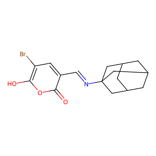 (Z)-3-(((3s,5s,7s)-adamantan-1-ylamino)methylene)-5-bromo-2H-pyran-2,6(3H)-dione structure