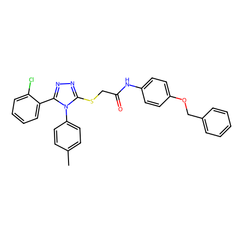 N-[4-(benzyloxy)phenyl]-2-{[5-(2-chlorophenyl)-4-(4-methylphenyl)-4H-1,2,4-triazol-3-yl]sulfanyl}acetamide structure