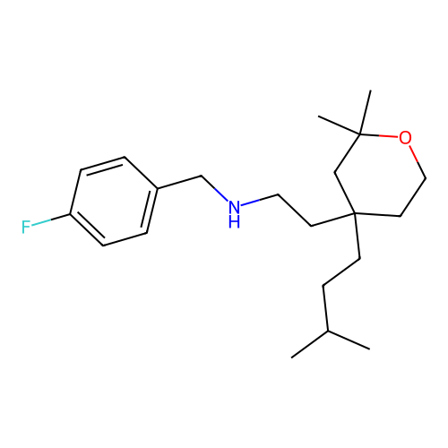 2-[2,2-dimethyl-4-(3-methylbutyl)oxan-4-yl]-N-[(4-fluorophenyl)methyl]ethanamine structure