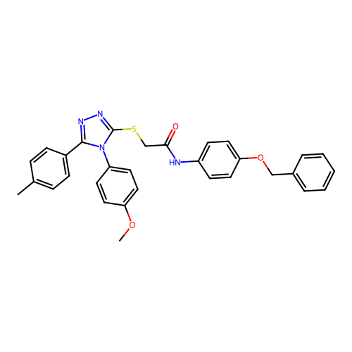 N-[4-(benzyloxy)phenyl]-2-{[4-(4-methoxyphenyl)-5-(4-methylphenyl)-4H-1,2,4-triazol-3-yl]sulfanyl}acetamide structure