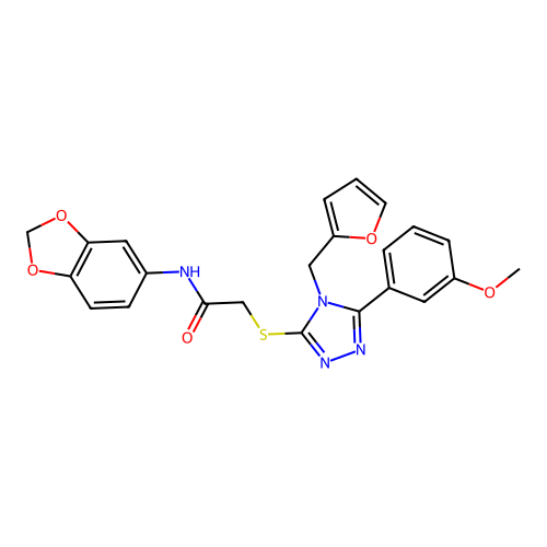 N-(1,3-benzodioxol-5-yl)-2-[[4-(furan-2-ylmethyl)-5-(3-methoxyphenyl)-1,2,4-triazol-3-yl]sulfanyl]acetamide structure