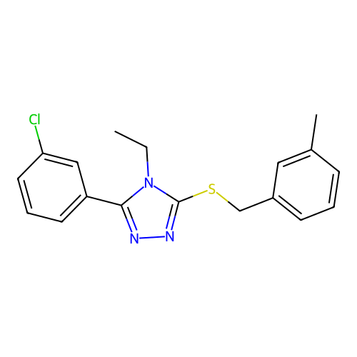 5-(3-Chlorophenyl)-4-ethyl-3-[(3-methylphenyl)methylthio]-1,2,4-triazole structure