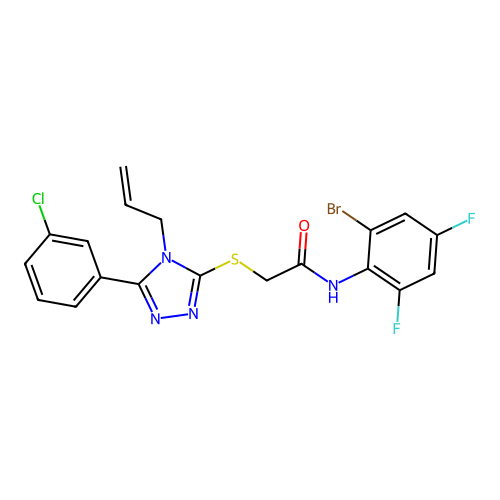 N-(2-bromo-4,6-difluorophenyl)-2-{[5-(3-chlorophenyl)-4-(prop-2-en-1-yl)-4H-1,2,4-triazol-3-yl]sulfanyl}acetamide structure
