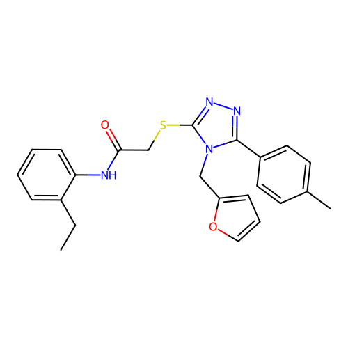 N-(2-ethylphenyl)-2-{[4-(furan-2-ylmethyl)-5-(4-methylphenyl)-4H-1,2,4-triazol-3-yl]sulfanyl}acetamide structure