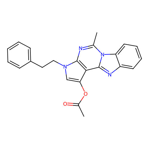 5-methyl-3-(2-phenylethyl)-3H-pyrrolo[2',3':4,5]pyrimido[1,6-a]benzimidazol-1-yl acetate structure