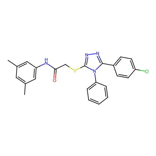 2-[[5-(4-chlorophenyl)-4-phenyl-1,2,4-triazol-3-yl]sulfanyl]-N-(3,5-dimethylphenyl)acetamide structure