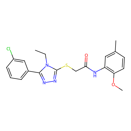2-{[5-(3-chlorophenyl)-4-ethyl-4H-1,2,4-triazol-3-yl]sulfanyl}-N-(2-methoxy-5-methylphenyl)acetamide structure